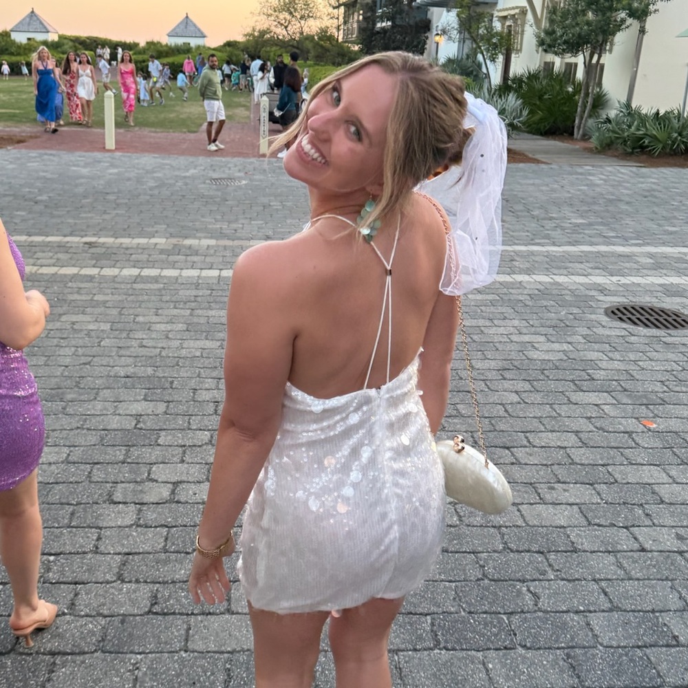 White Sequin Mini Dress